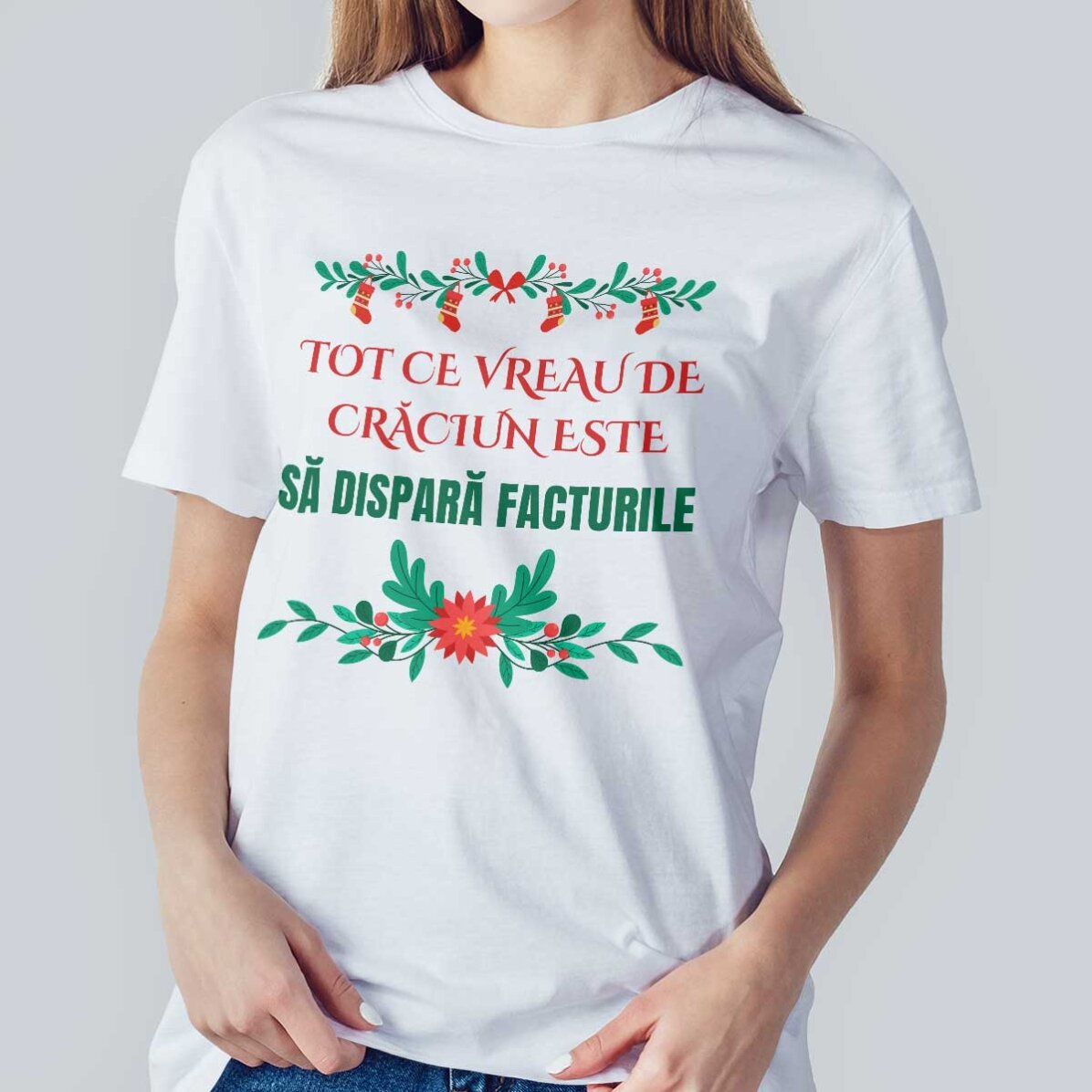 Tricou din bumbac personalizat cu text - Dorința de Crăciun