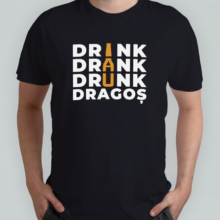 Tricou din bumbac personalizat cu text - Drink, drank, drunk