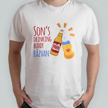 Tricou din bumbac personalizat cu text - Drinking buddy