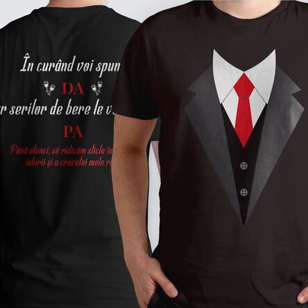 Tricou din bumbac personalizat cu text față-verso - Ginere