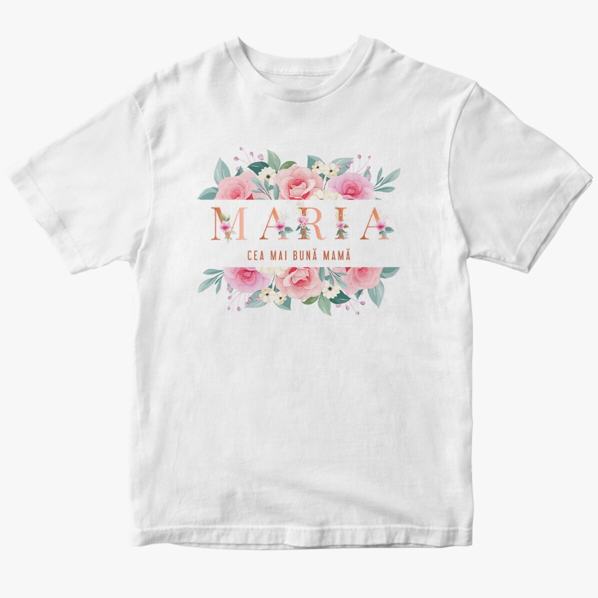 Tricou din bumbac personalizat cu text floral - Cea mai bună mamă