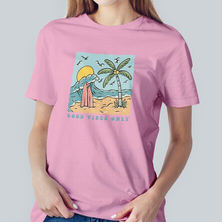 Tricou din bumbac personalizat cu text - Good vibes