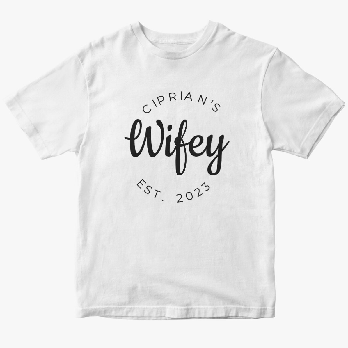 Tricou din bumbac personalizat cu text - Hubby & Wifey