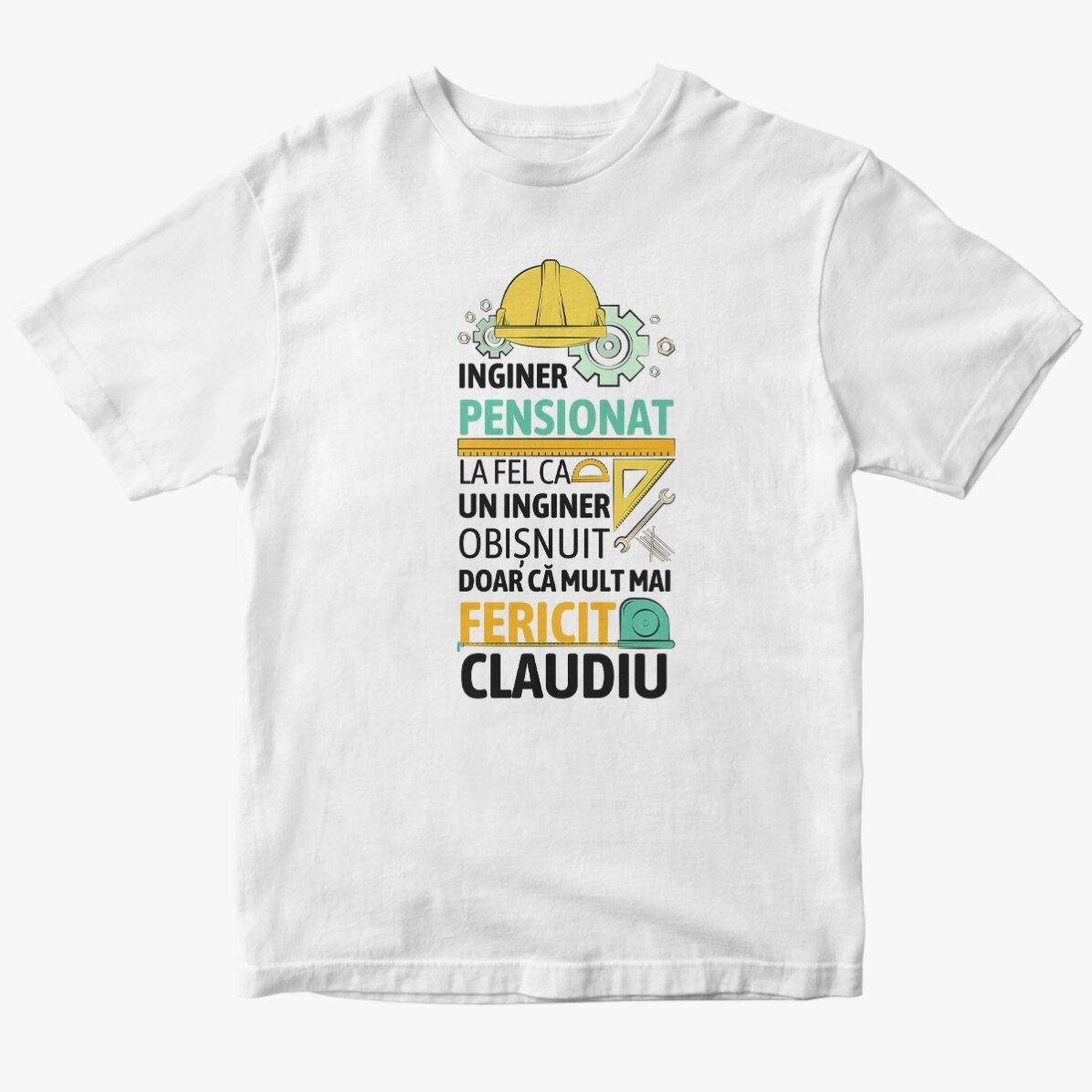 Tricou din bumbac personalizat cu text - Inginer pensionat