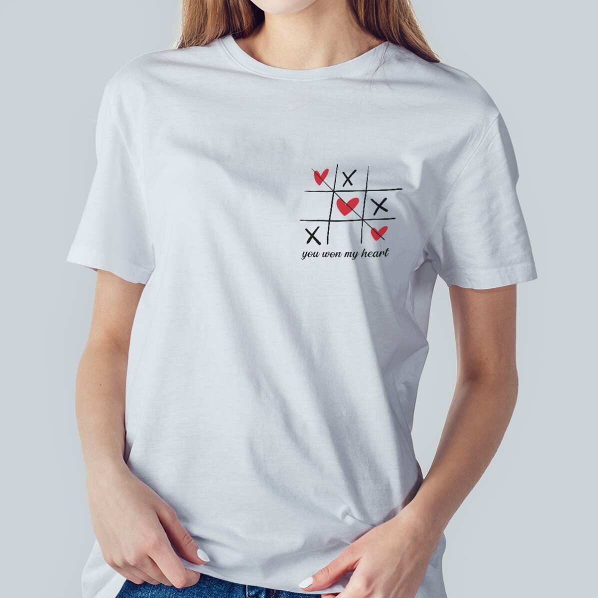 Tricou din bumbac personalizat cu text - Inimă