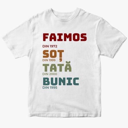 Tricou din bumbac personalizat cu text - Istoria bunicului