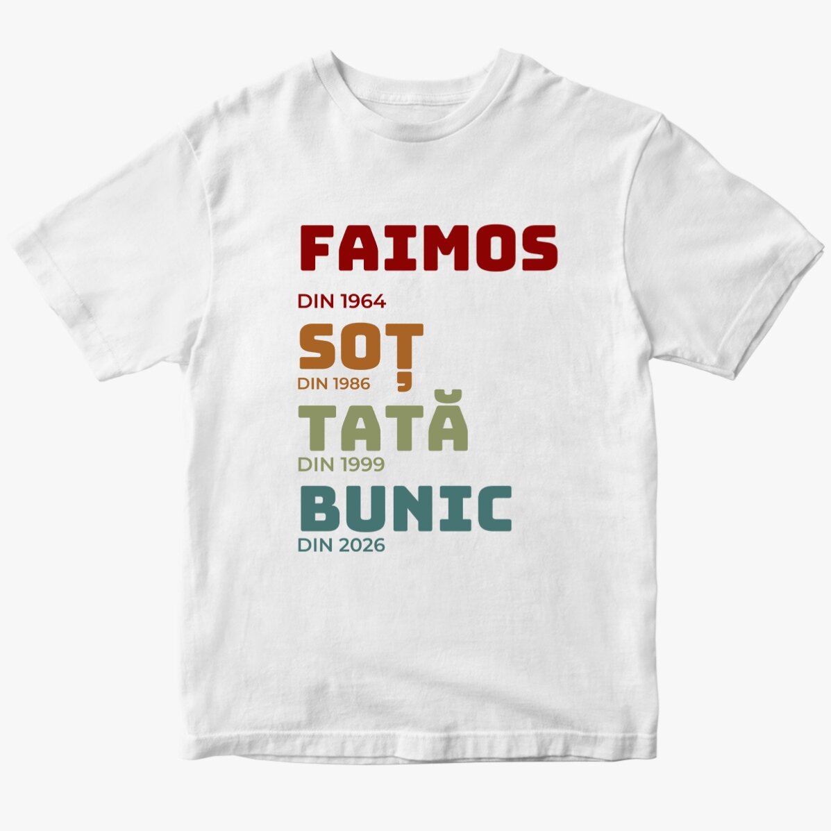 Tricou din bumbac personalizat cu text - Istoria bunicului