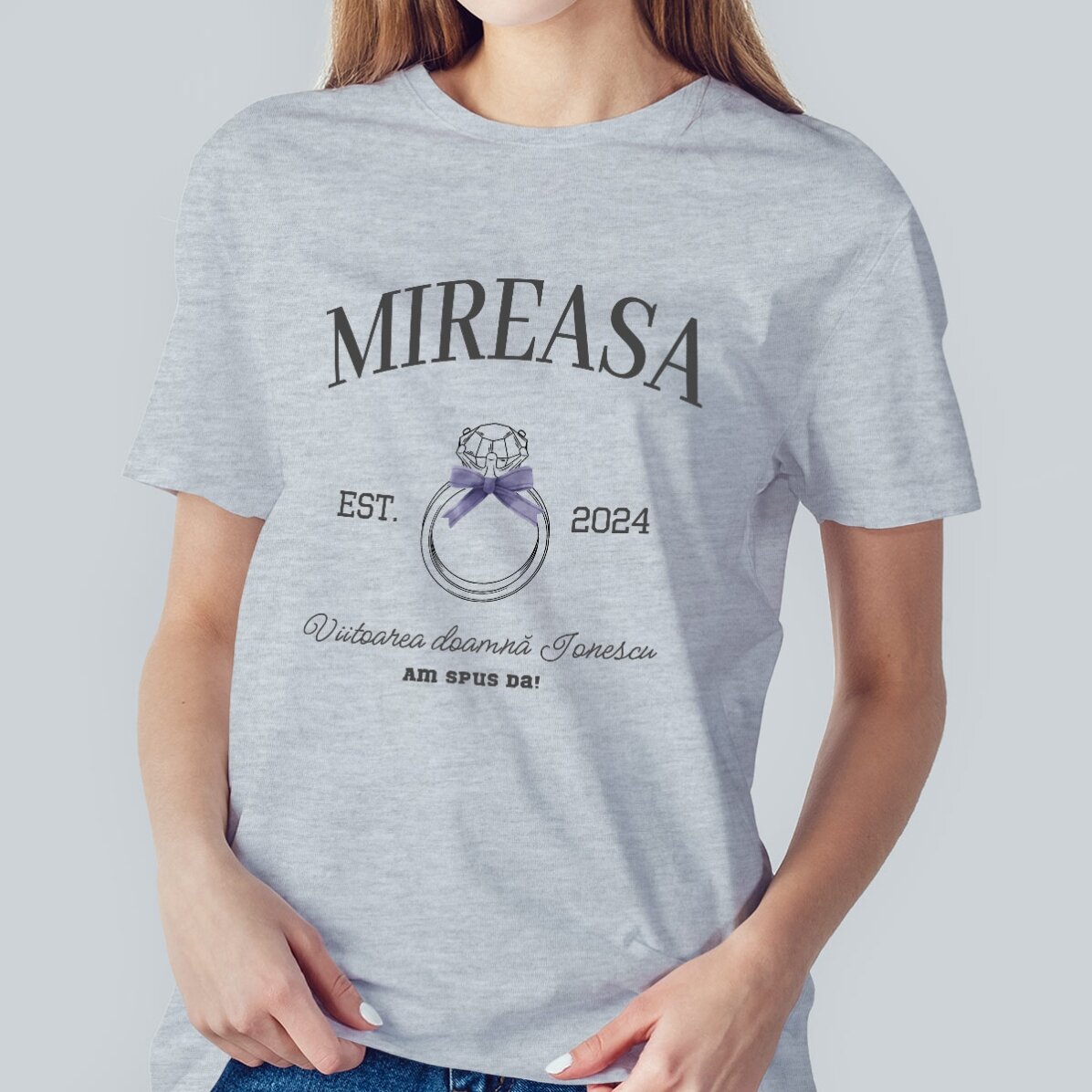 Tricou din bumbac personalizat cu text - Mireasa 