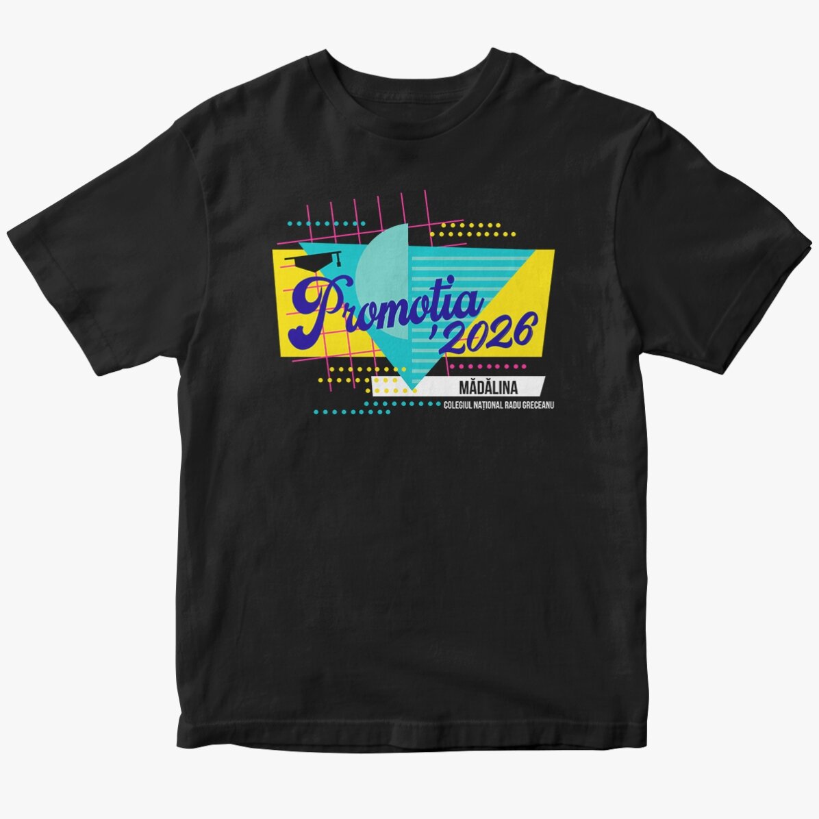 Tricou din bumbac personalizat cu text - Model retro pentru absolvire