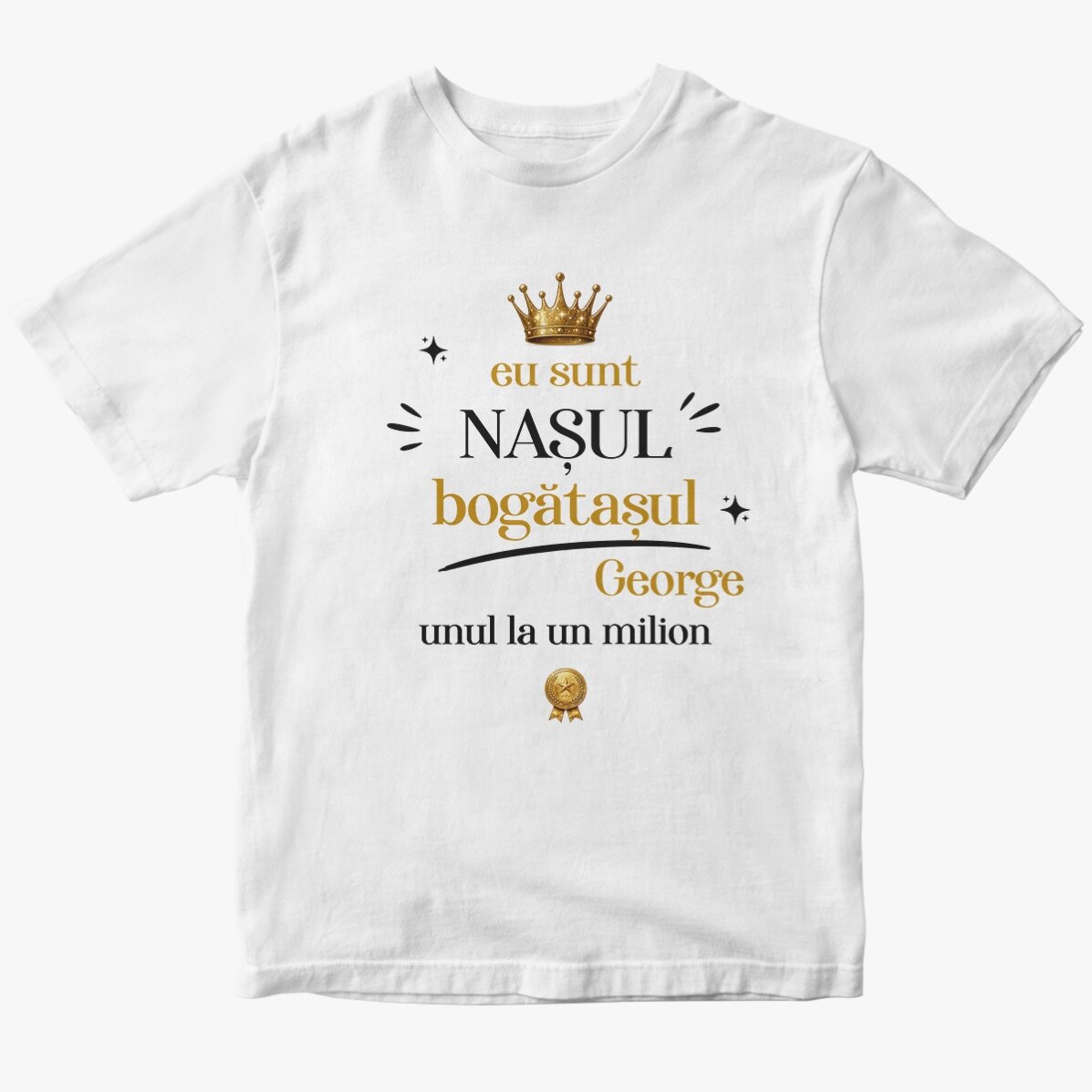 Tricou din bumbac personalizat cu text - Nașul bogătașul