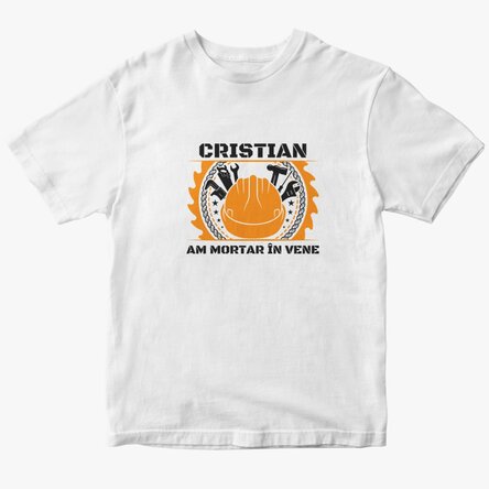 Tricou din bumbac personalizat cu text pentru constructori - Echipament