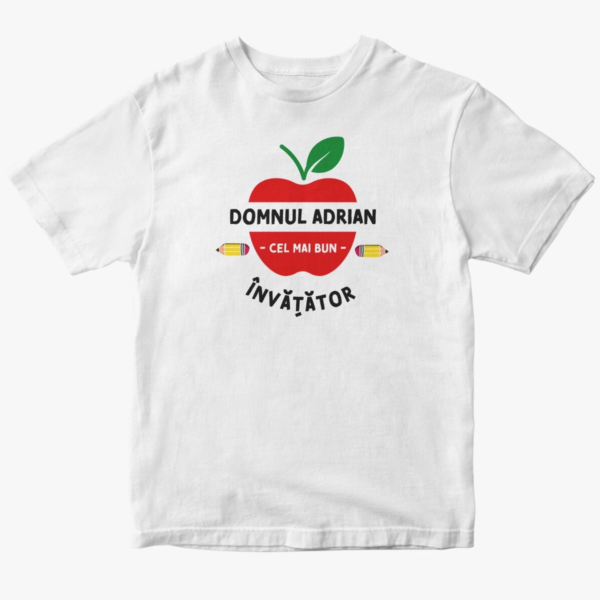 Tricou din bumbac personalizat cu text pentru profesori - Apple