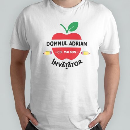 Tricou din bumbac personalizat cu text pentru profesori - Apple