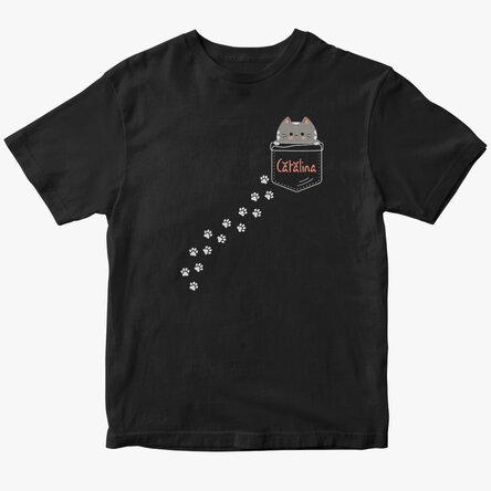 Tricou din bumbac personalizat cu text - Pisicuță ascunsă
