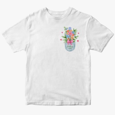 Tricou din bumbac personalizat cu text - Pocket flowers