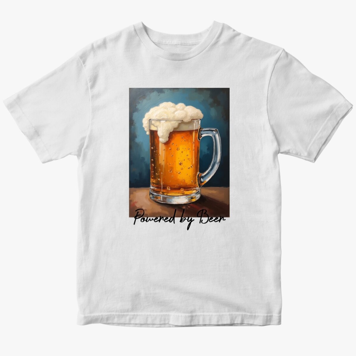Tricou din bumbac personalizat cu text - Powered by Beer