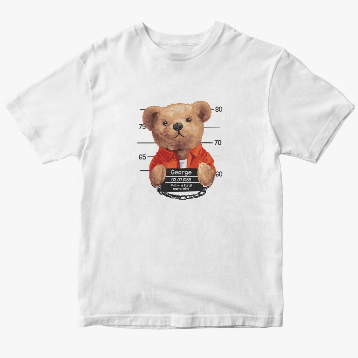 Tricou din bumbac personalizat cu text - Prison teddy bear