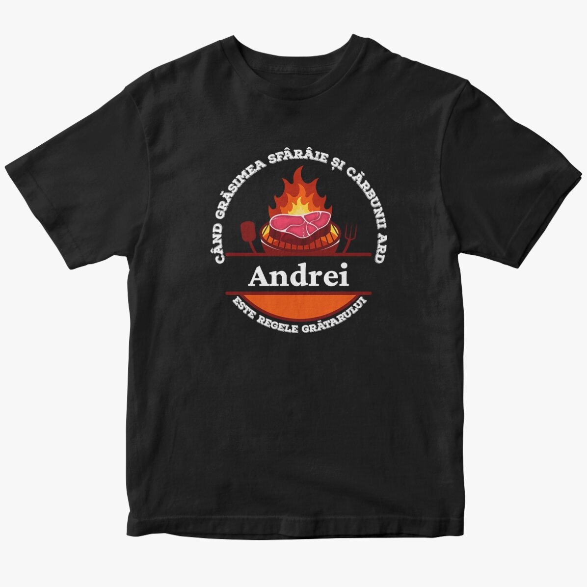 Tricou din bumbac personalizat cu text - Regele grătarului