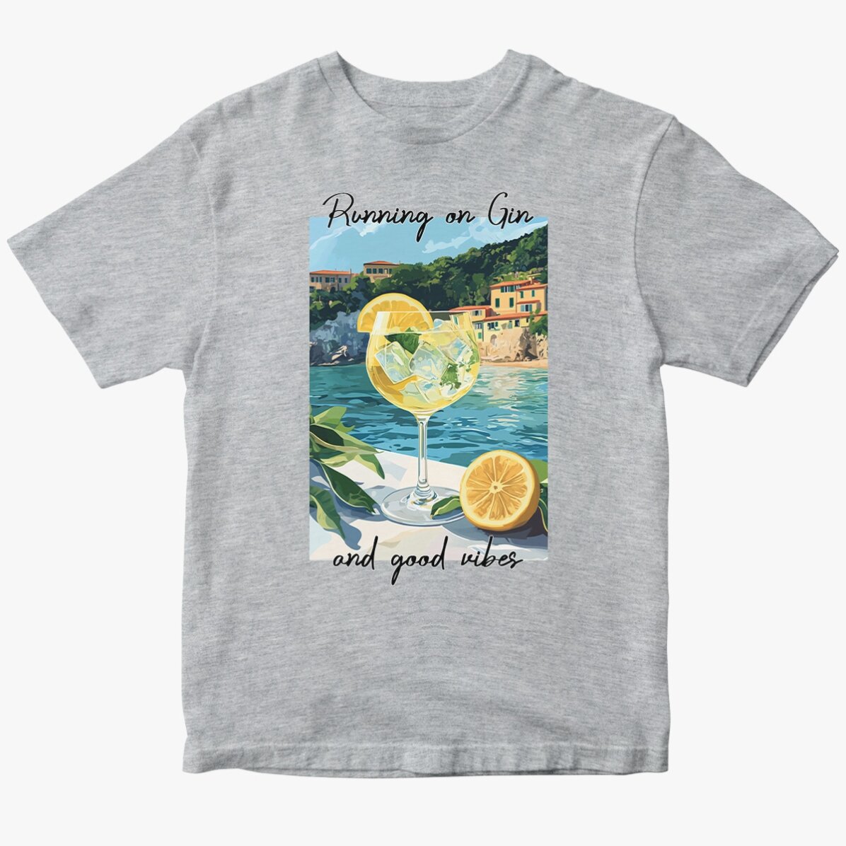 Tricou din bumbac personalizat cu text - Running on Gin