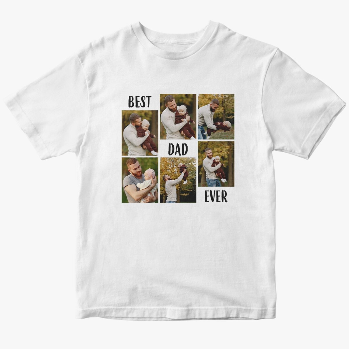 Tricou din bumbac personalizat cu text și 6 poze - Best dad ever