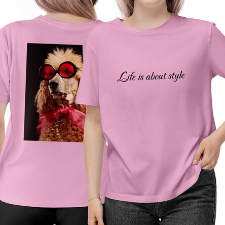 Tricou din bumbac personalizat cu text și poză față-verso