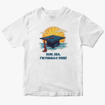 Tricou din bumbac personalizat cu text - Sun, sea, finally free