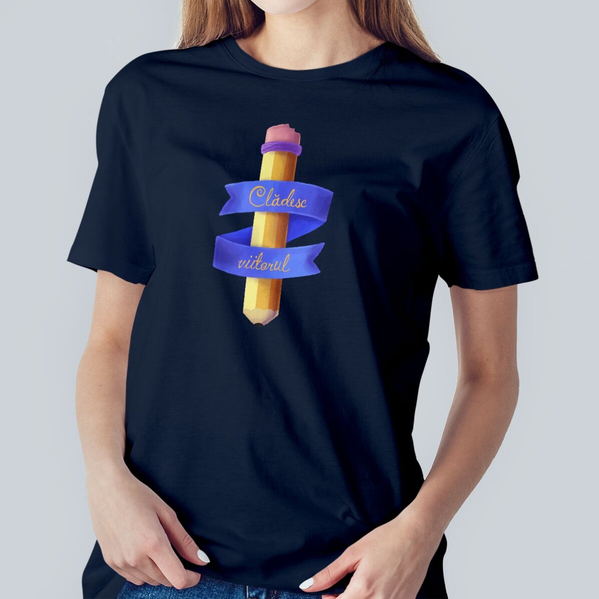 Tricou din bumbac personalizat cu text - Watercolor pencil