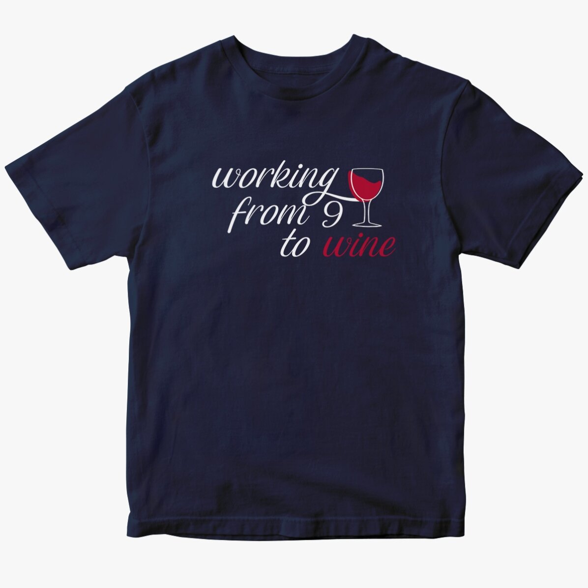 Tricou din bumbac personalizat - Working from 9 to wine