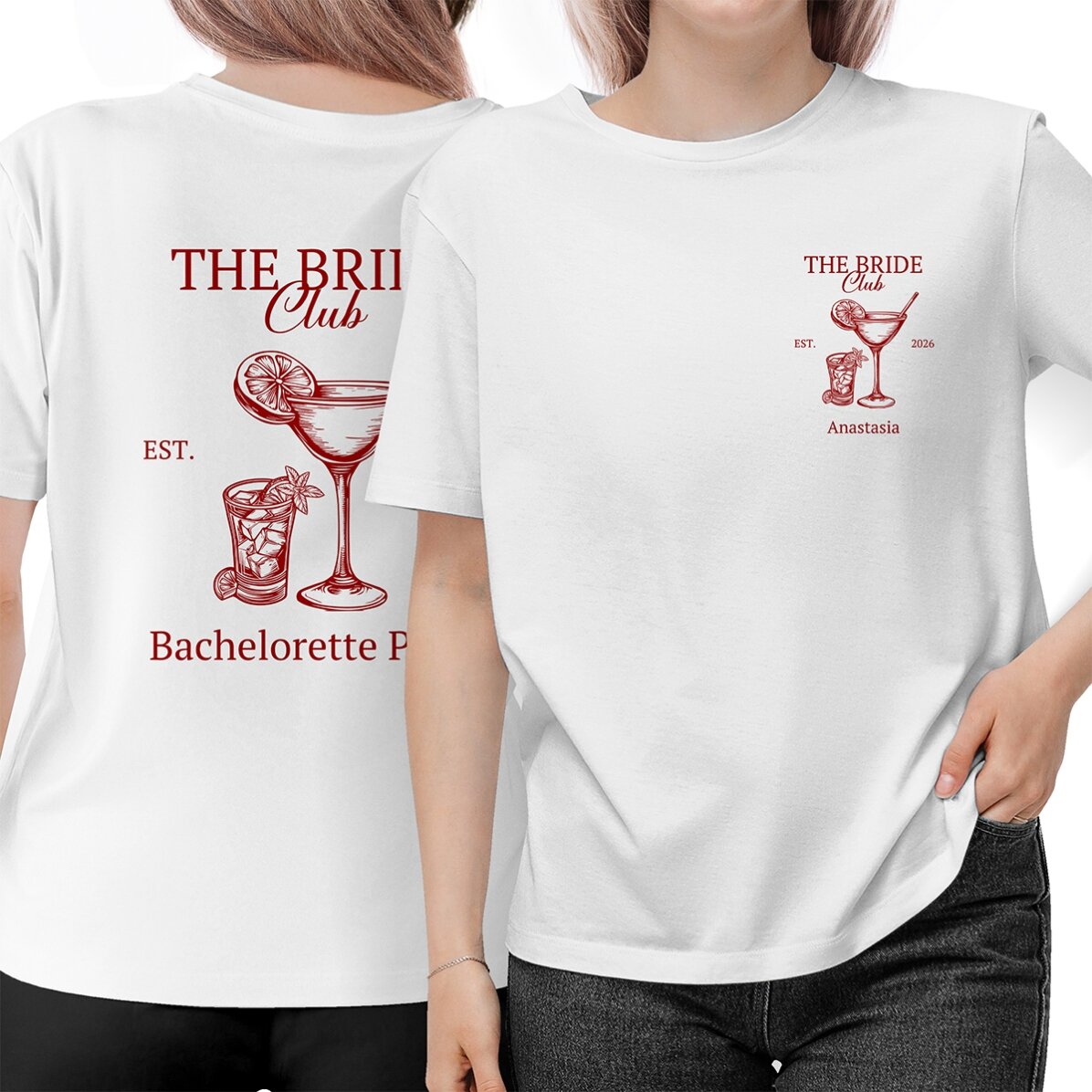 Tricou din bumbac personalizat față-verso - The Bride Club