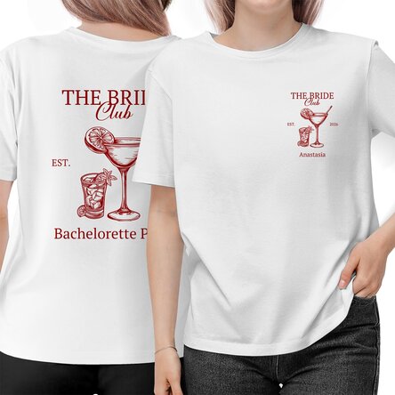 Tricou din bumbac personalizat față-verso - The Bride Club