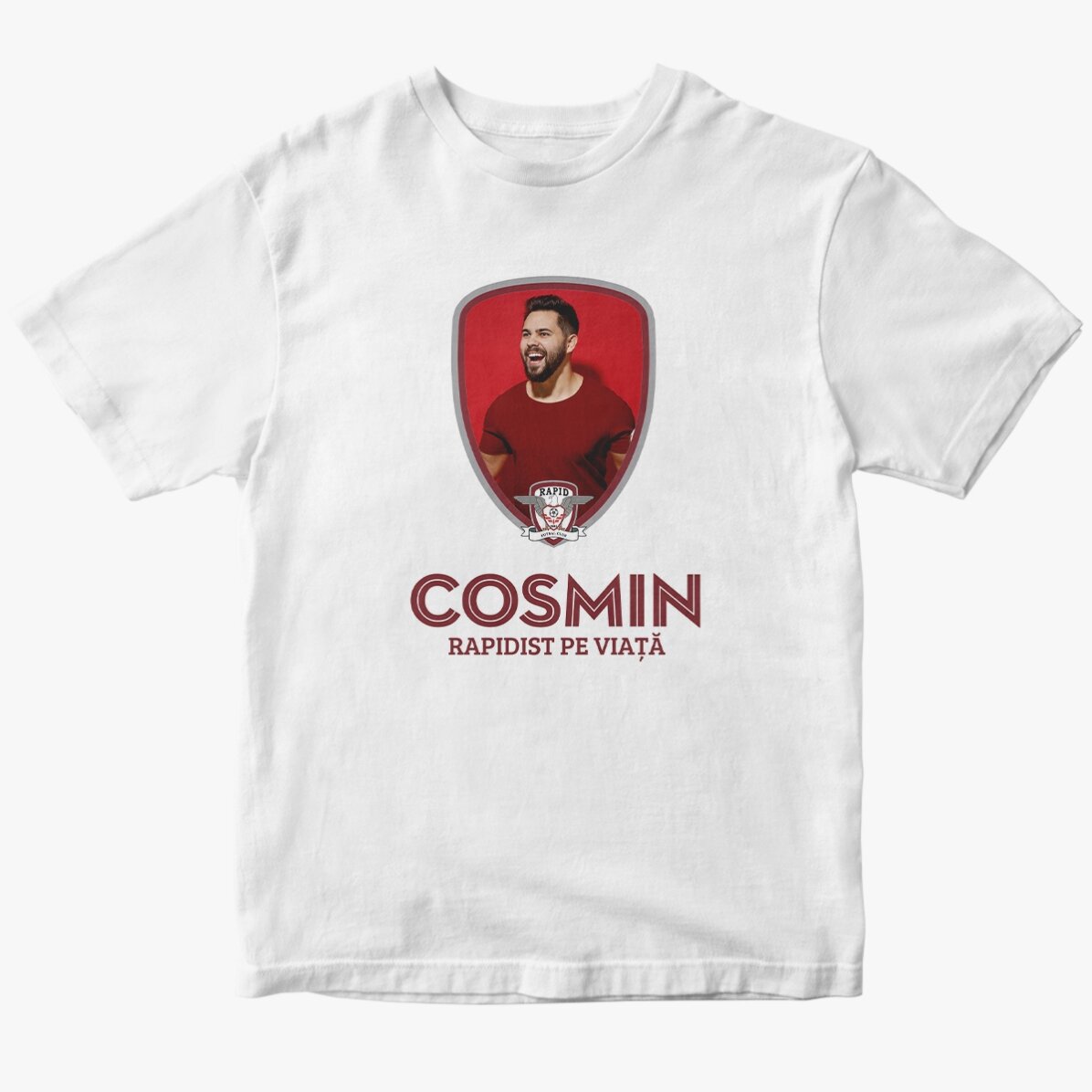 Tricou din bumbac personalizat FC Rapid cu poză și nume