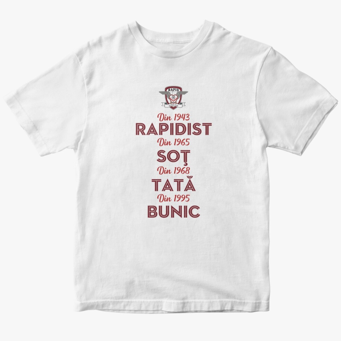 Tricou din bumbac personalizat FC Rapid cu text - Istoria bunicului rapidist