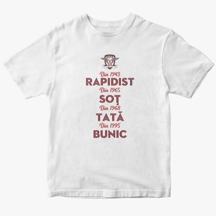 Tricou din bumbac personalizat FC Rapid cu text - Istoria bunicului rapidist