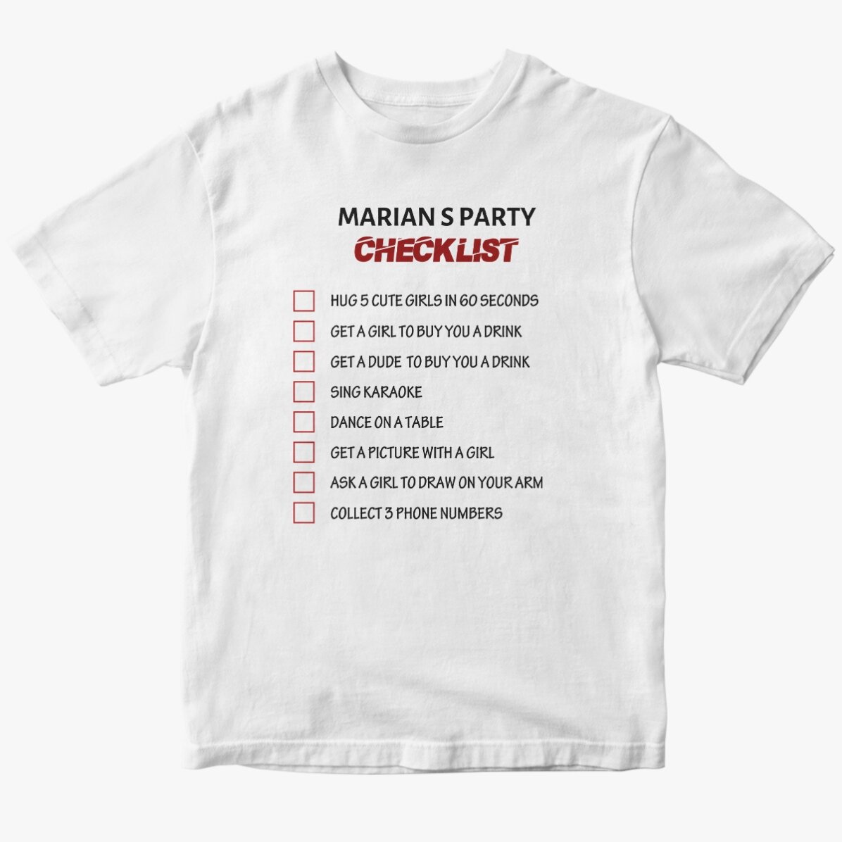 Tricou personalizat cu text - Checklist