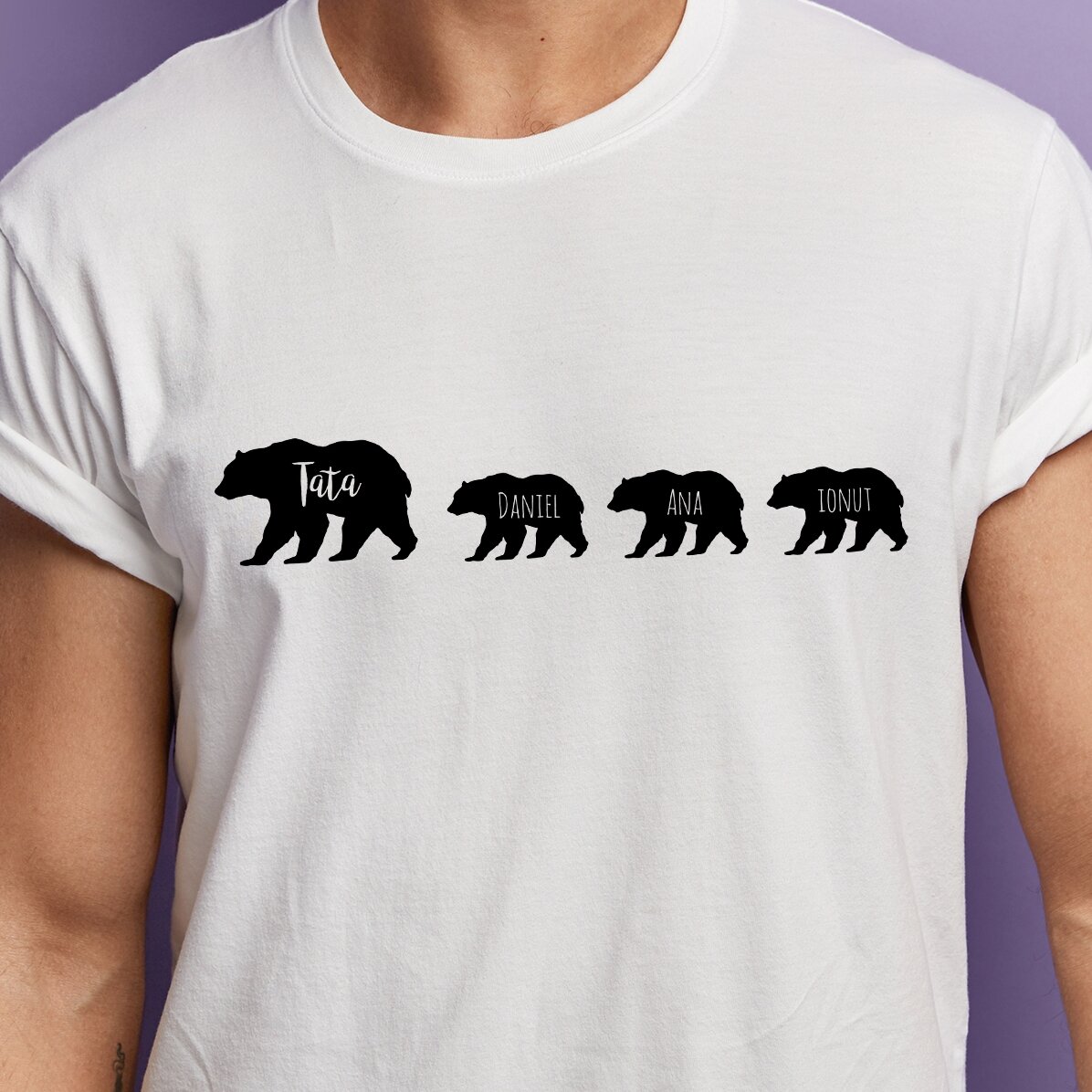 Tricou personalizat cu text - Urs și 3 puiuți