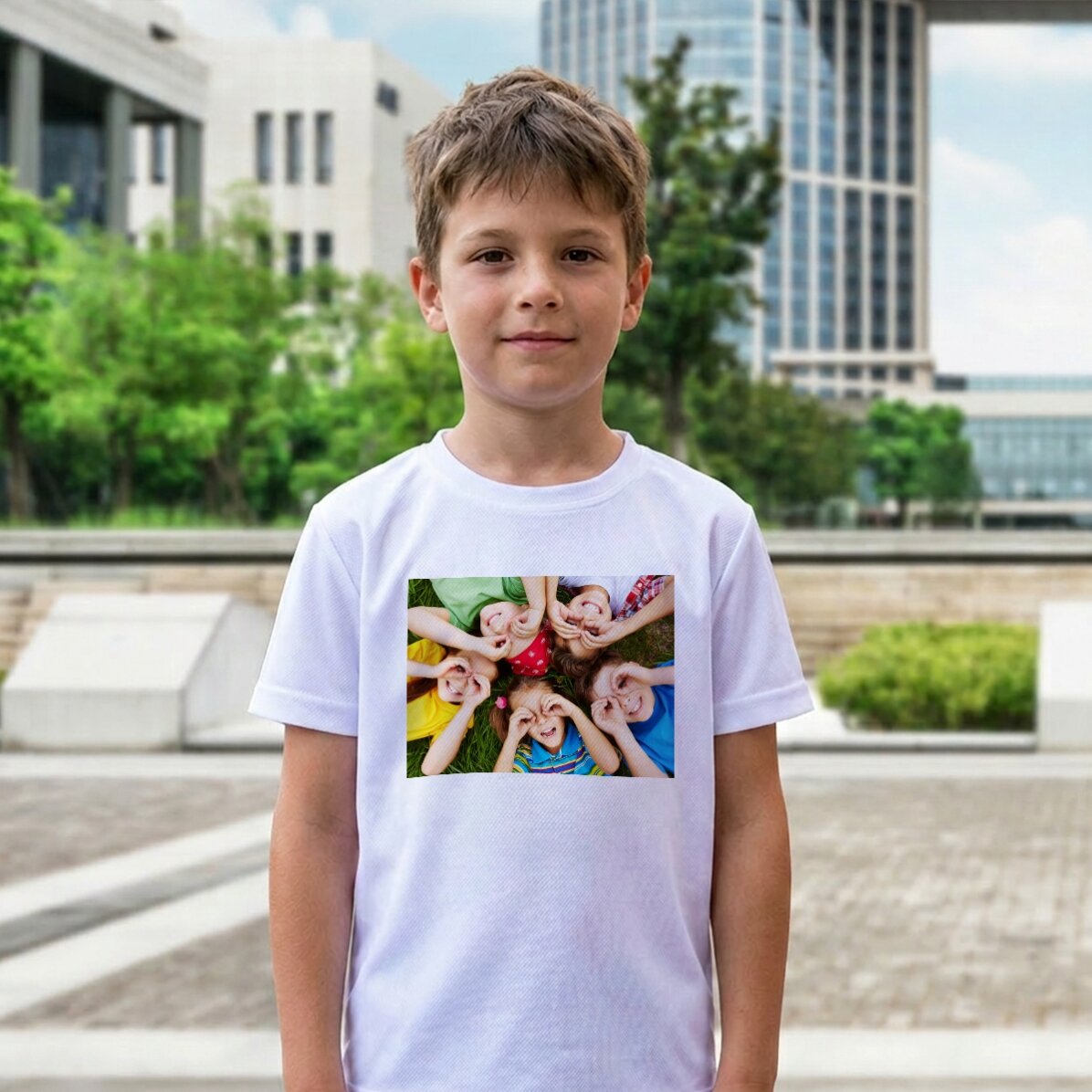 Tricou sport pentru copii personalizat cu poză landscape