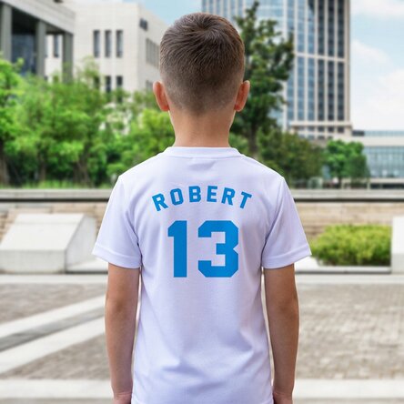 Tricou sport pentru copii personalizat pe spate cu nume și număr - Pasionat de fotbal