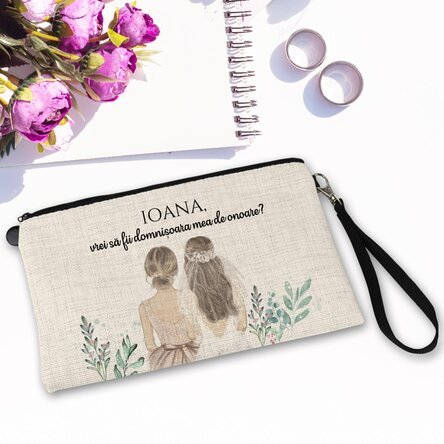 Trusă make-up personalizată cu text - Domnișoară de onoare
