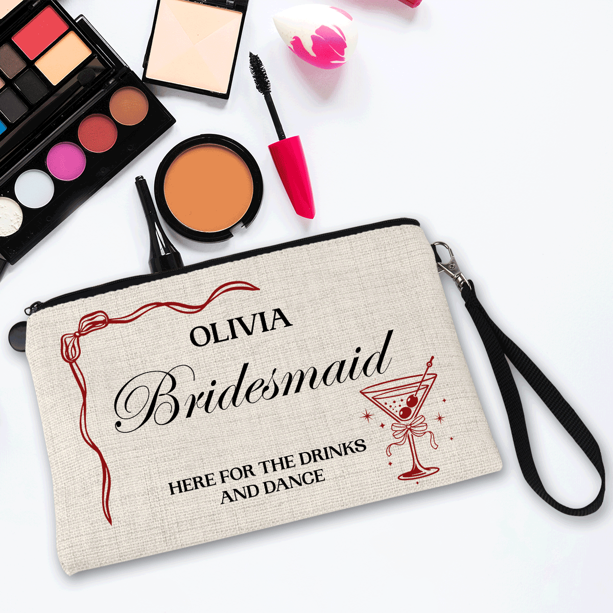 Trusă make-up personalizată cu text - Echipa miresei