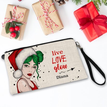 Trusă make-up personalizată cu text Live Love Glow
