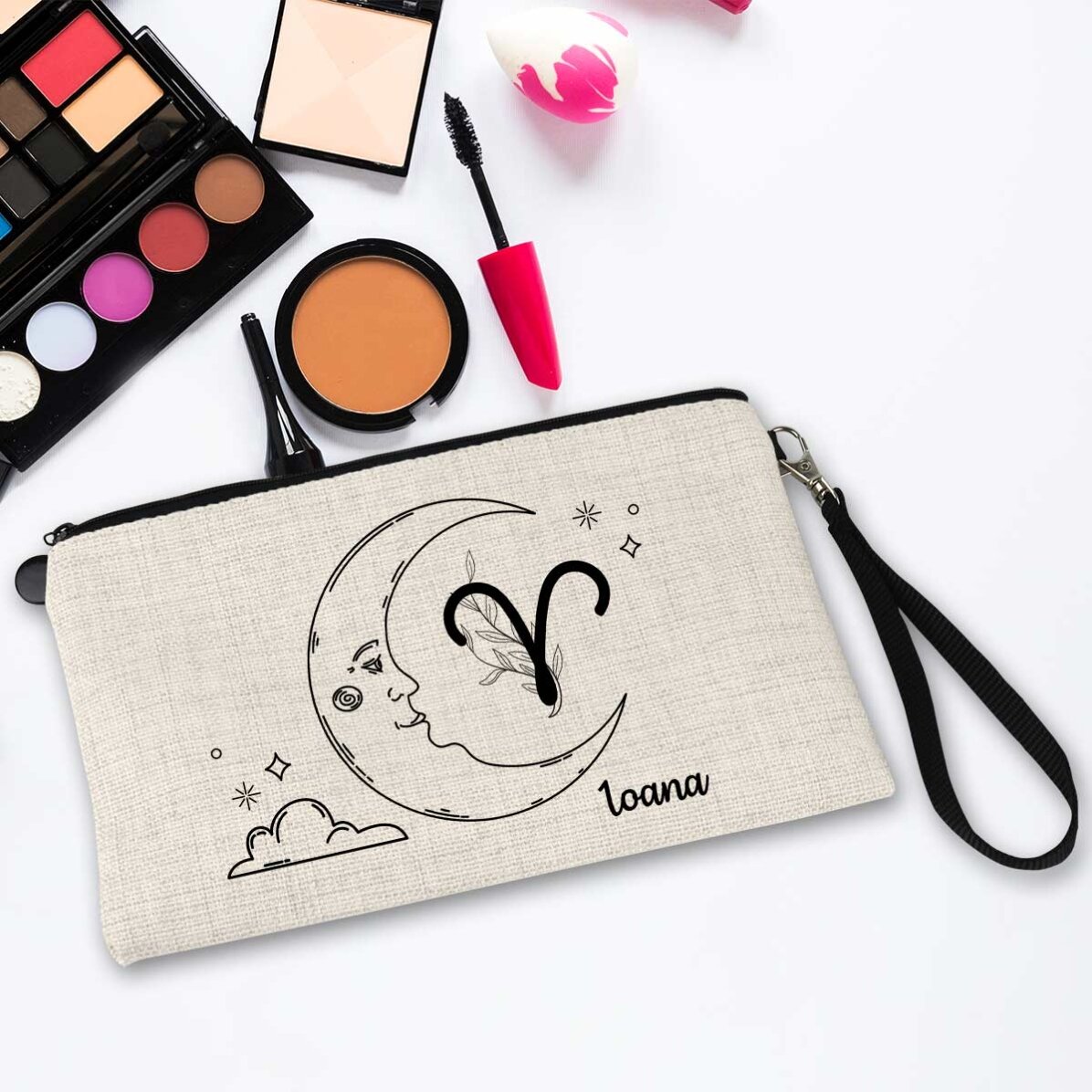 Trusă make-up personalizată cu text - Zodia Berbec