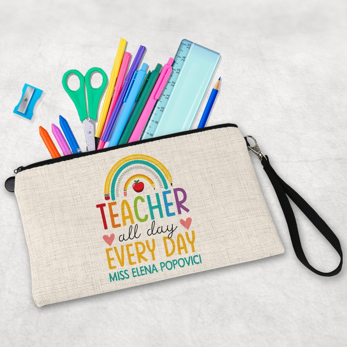 Trusă pentru profesori personalizată cu text - Teacher all day