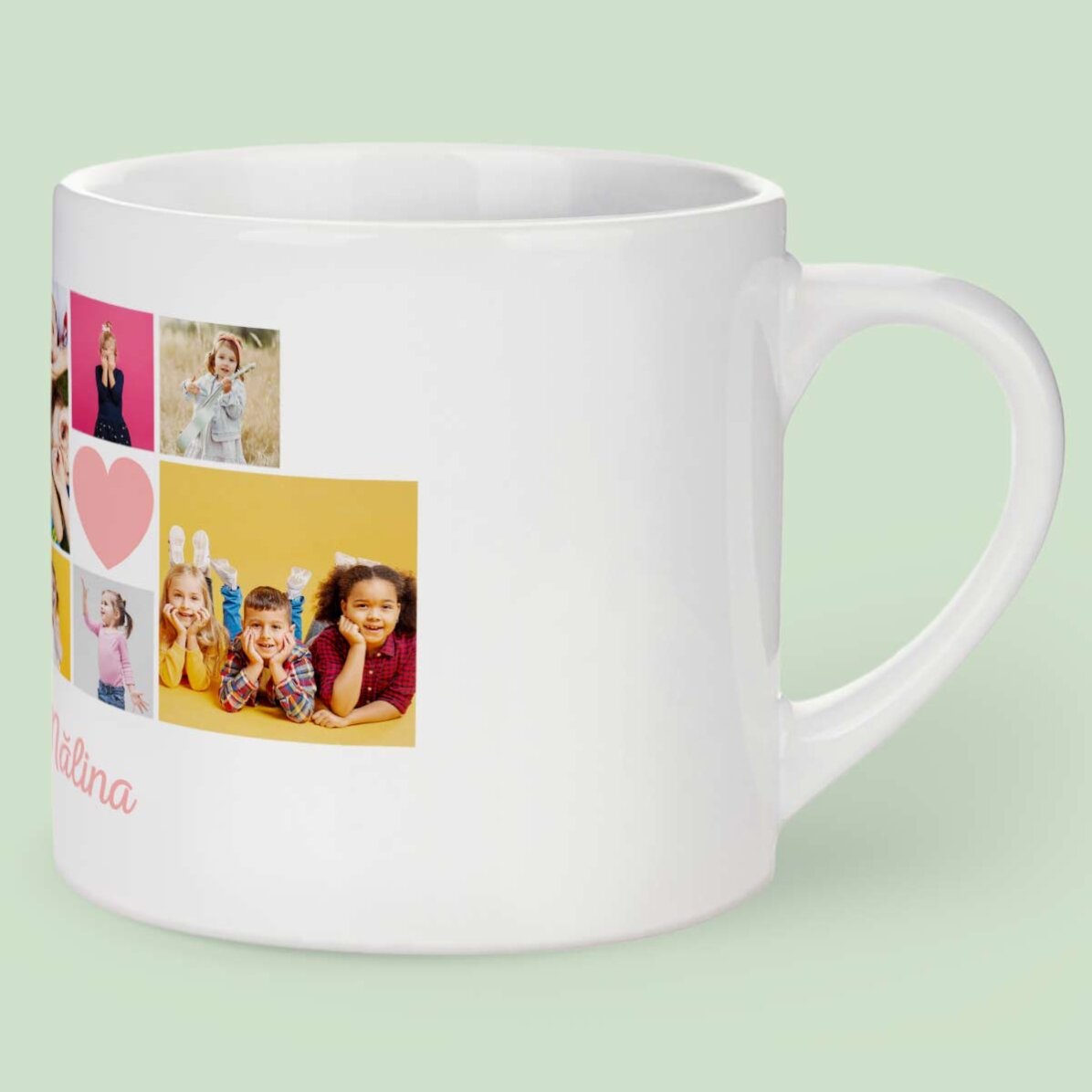 Cană personalizată pentru copii cu 6 poze și text