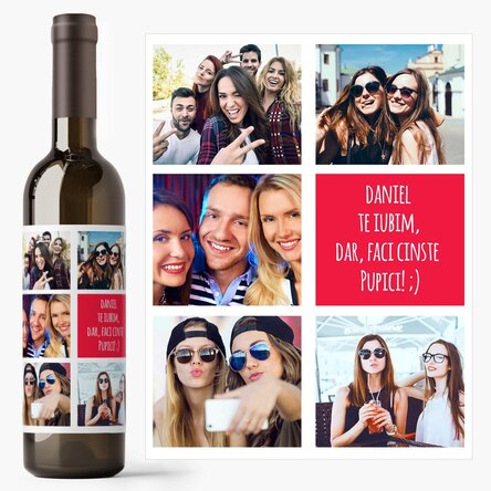 Vin personalizat cu 5 poze și text