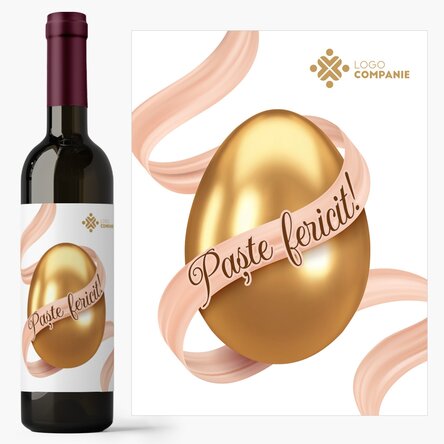 Vin personalizat cu logo - Paște fericit
