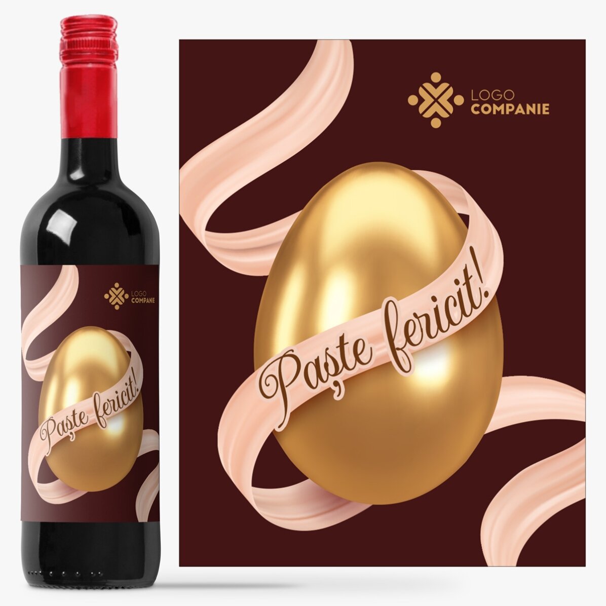 Vin personalizat cu logo - Paște fericit