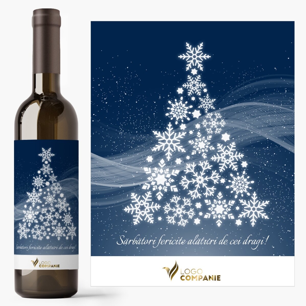 Vin personalizat cu logo și mesaj - Crăciun fericit!