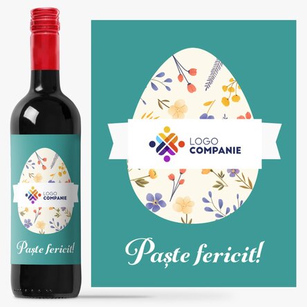 Vin personalizat cu logo și mesaj de Paște