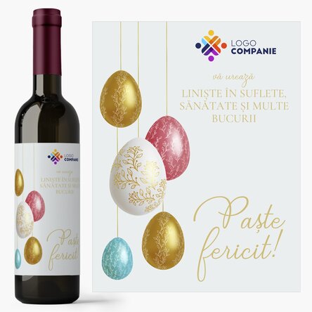 Vin personalizat cu logo și mesaj - Paște Fericit