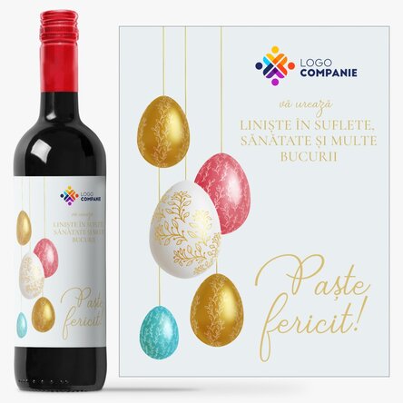 Vin personalizat cu logo și mesaj - Paște Fericit